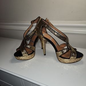 (SOLD) Elle Gold and Black Glitter Heels